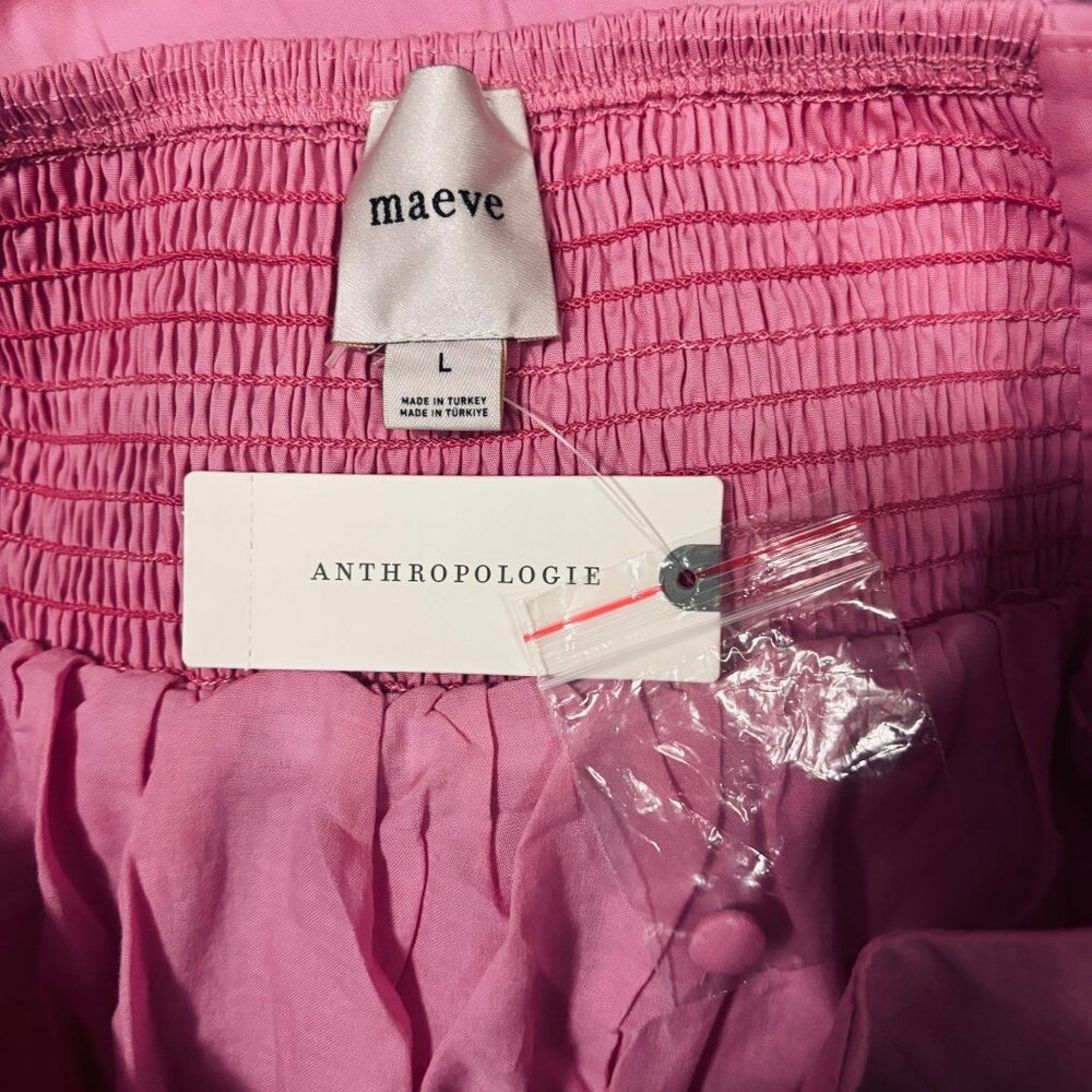 Maeve Anthropologie Button-Waist Midi Skirt Size L Pink Rose - Picture 6 of 7